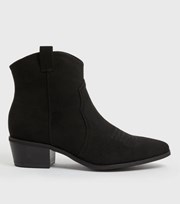 New Look Black Suedette Western Boots